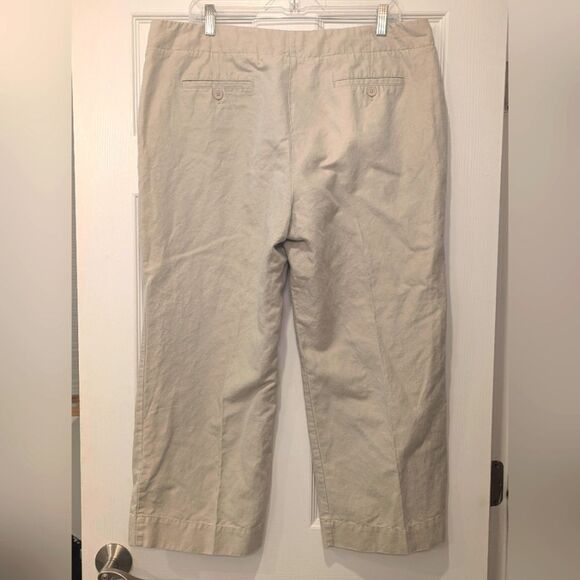 Talbots Heritage Women's Casual Linen Blend Drawstring Pants Beige Wide Leg 16 - Picture 3 of 10